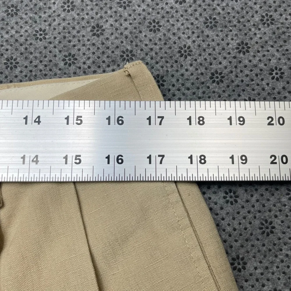 Jos A Bank Mens Tan Beige Pleated Linen Trousers Cuffed Dress Casual Pants 34x30